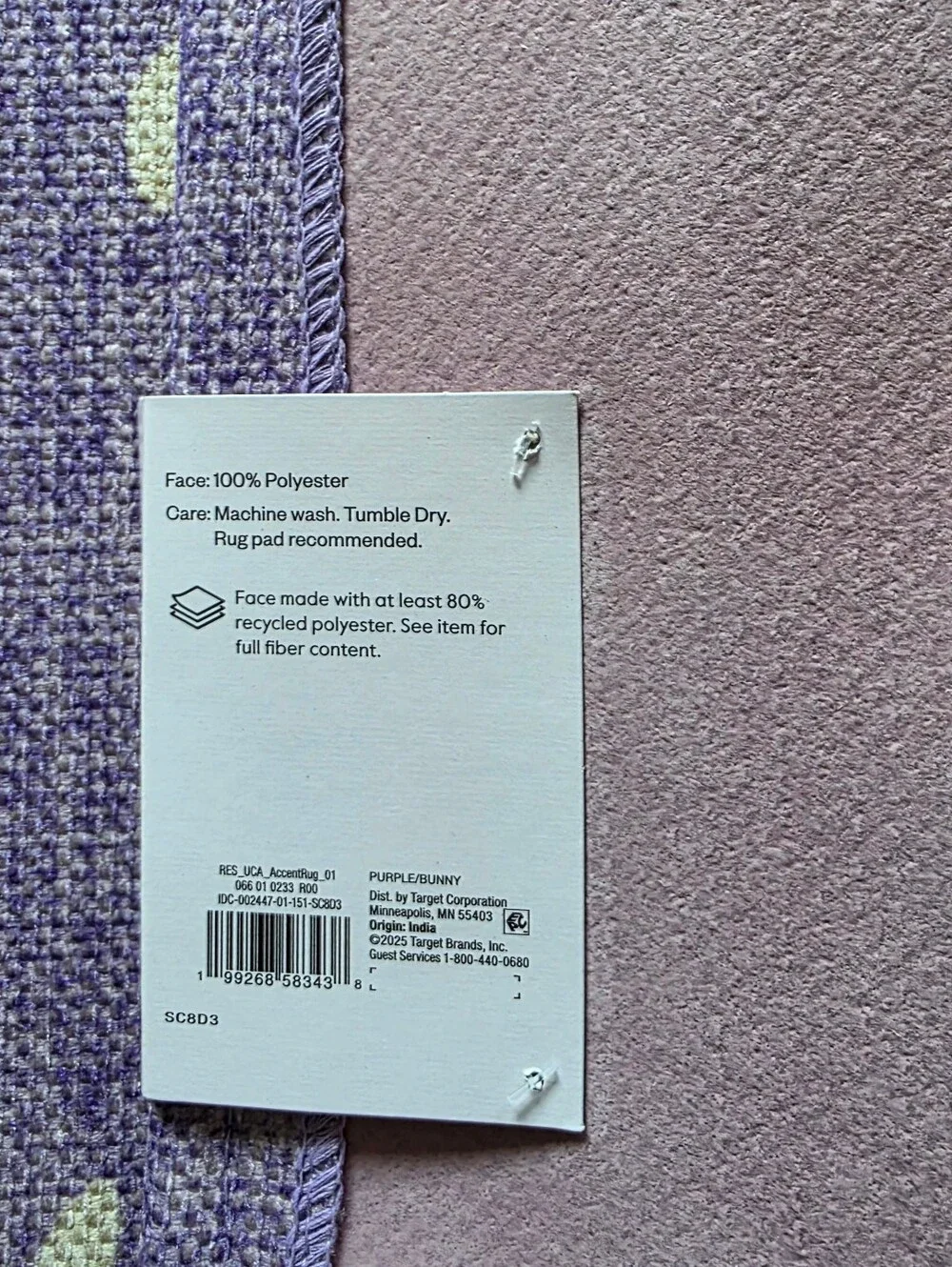 New Room Essentials Easter Bunnies Scatter Leaping Accent Rug Lilac 24